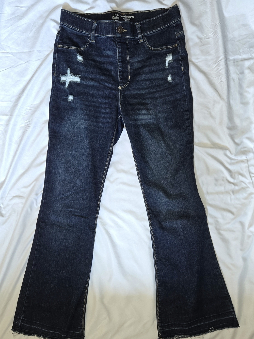wonder nation Dark Blue Flared Distressed Jeans
